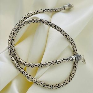 Silver chain, Handmade Round Byzantine Chain Necklace ,Silver Bali Chain